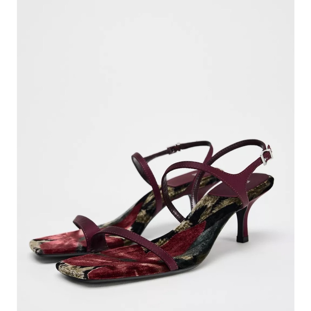Zara Burgundy Strappy Heels